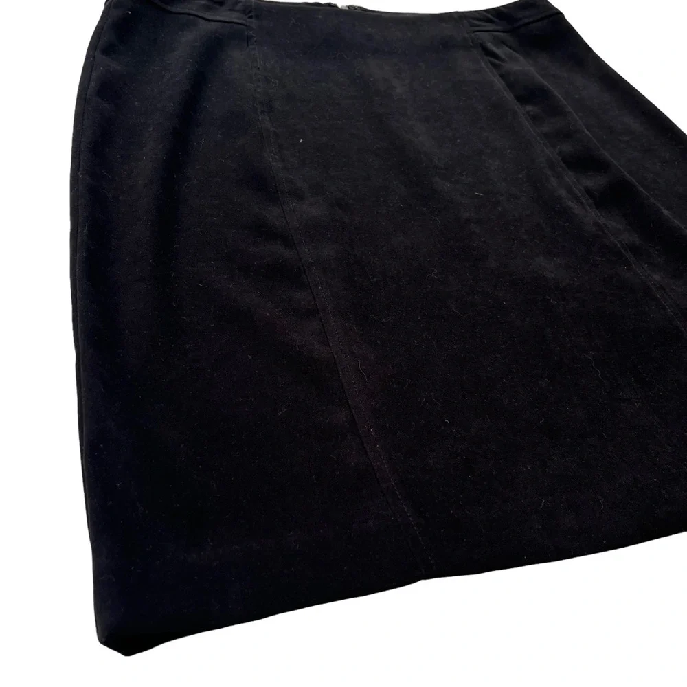 Laura Scott Womens Size 12 Black Suede Velvet Knee Length Polyester Pencil Skirt